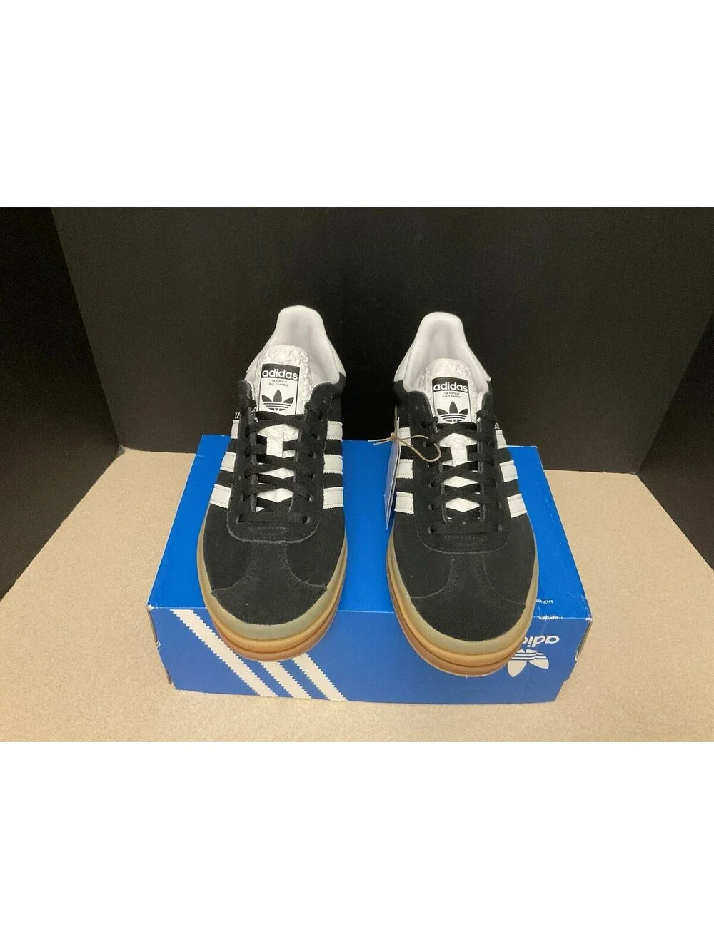 New! Womens Adidas Gazelle Bold Black/White/Gum Athletic Shoes. Size 9.5. Nice!